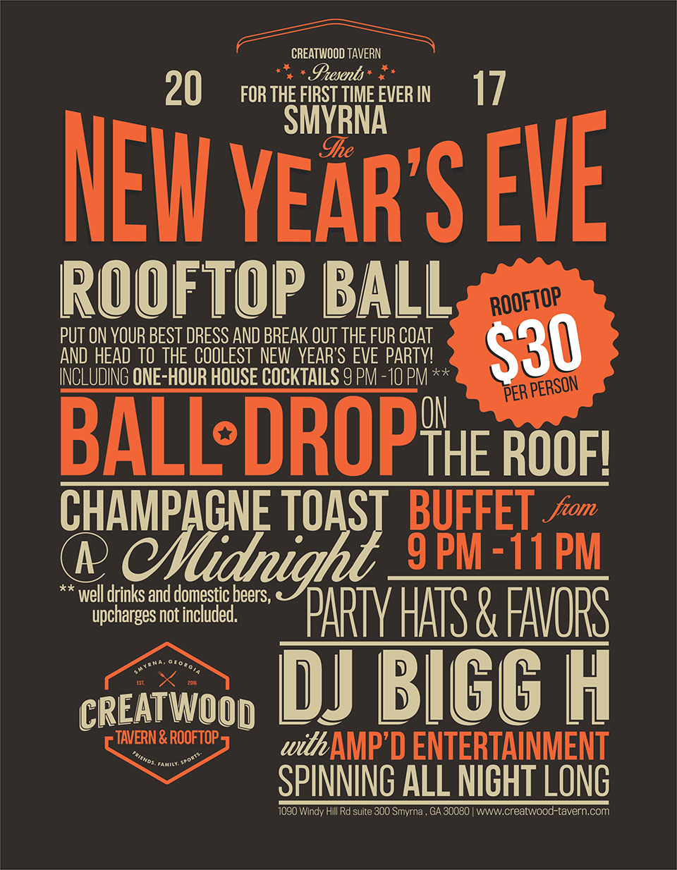The New Year's Eve Rooftop Ball! @ Creatwood Tavern Rooftop Bar